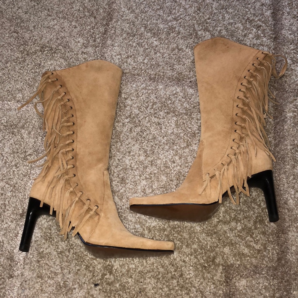 Never worn fringe boots